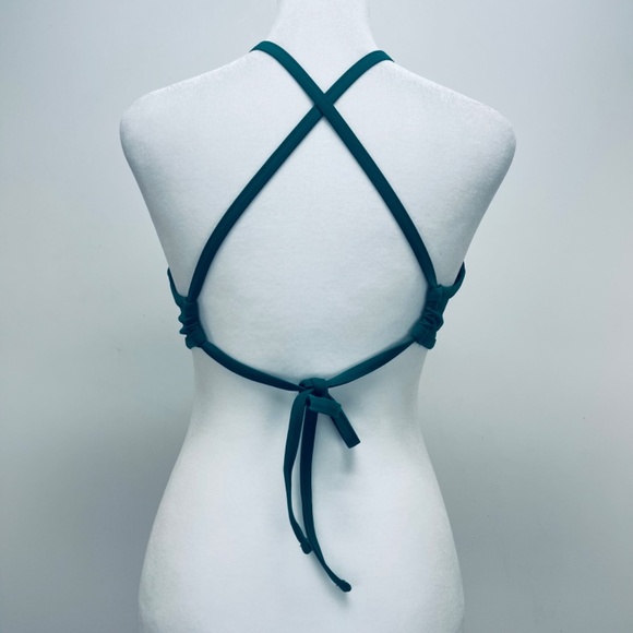 Women’s Bralette Bra Size L Crochet Lace High Neck Unlined Green - Picture 6 of 6